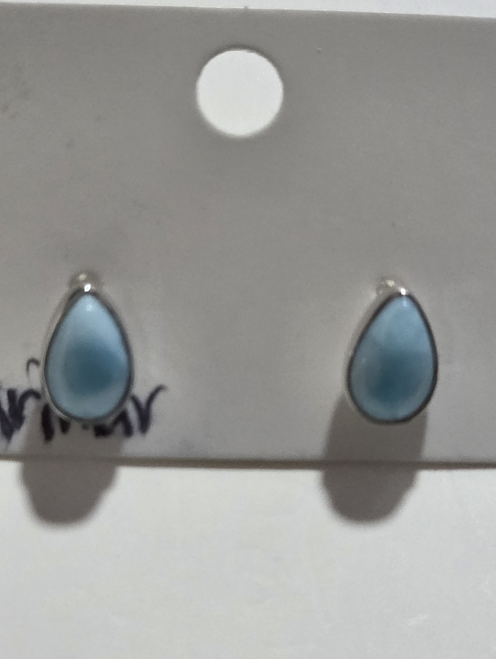 Teardrop Blue Larimar-Style Stud Earrings